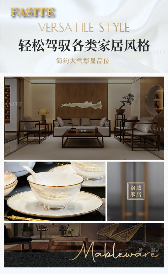 Luxury Dinner Plates White Sets Korean Ceramic Plates Utensils Kitchen  Decoration And Table Accessories