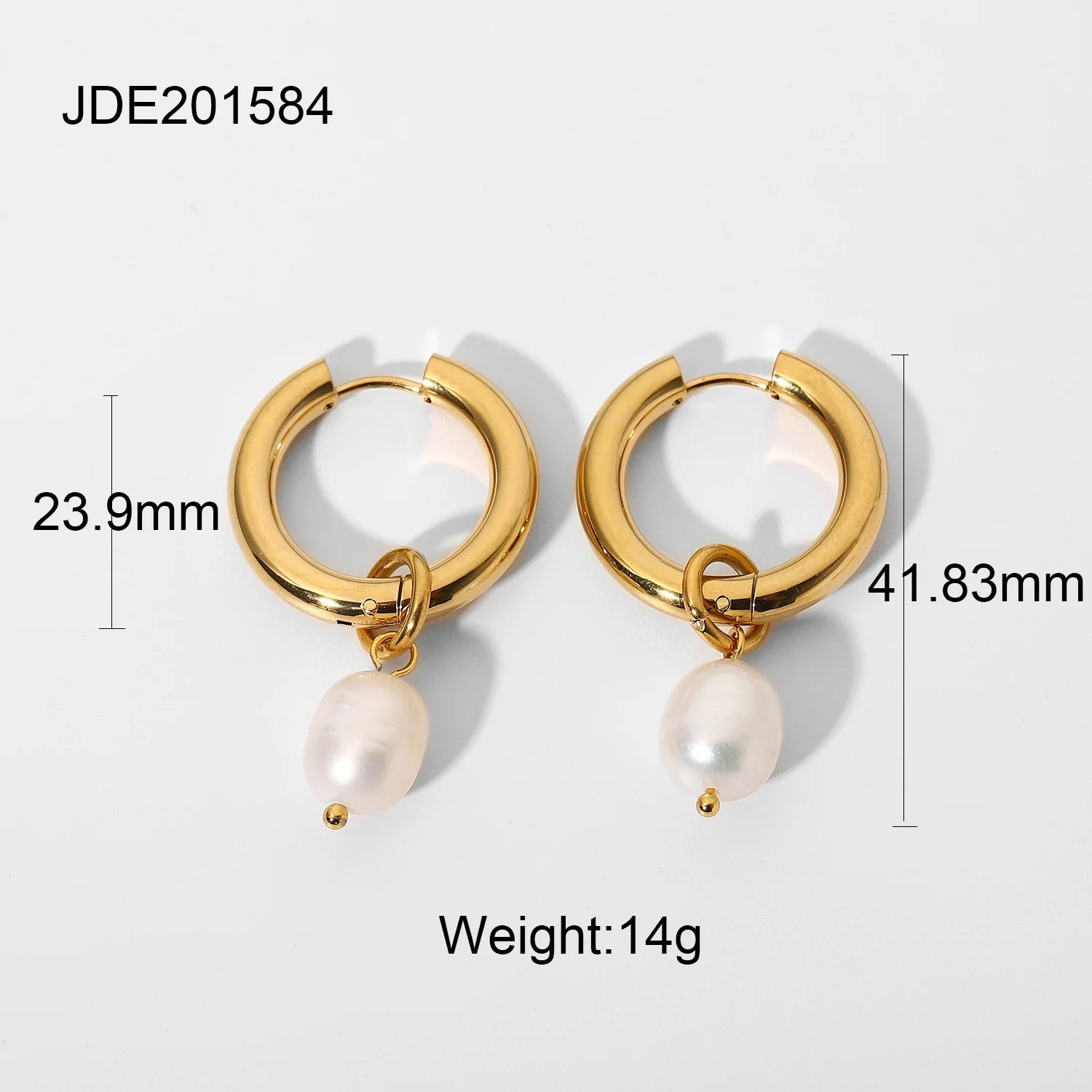 Pendiente colgante impermeable de acero inoxidable ligero y acogedor con charms de perla de imitación chapado en oro real 18K PVD joyería de moda para mujer