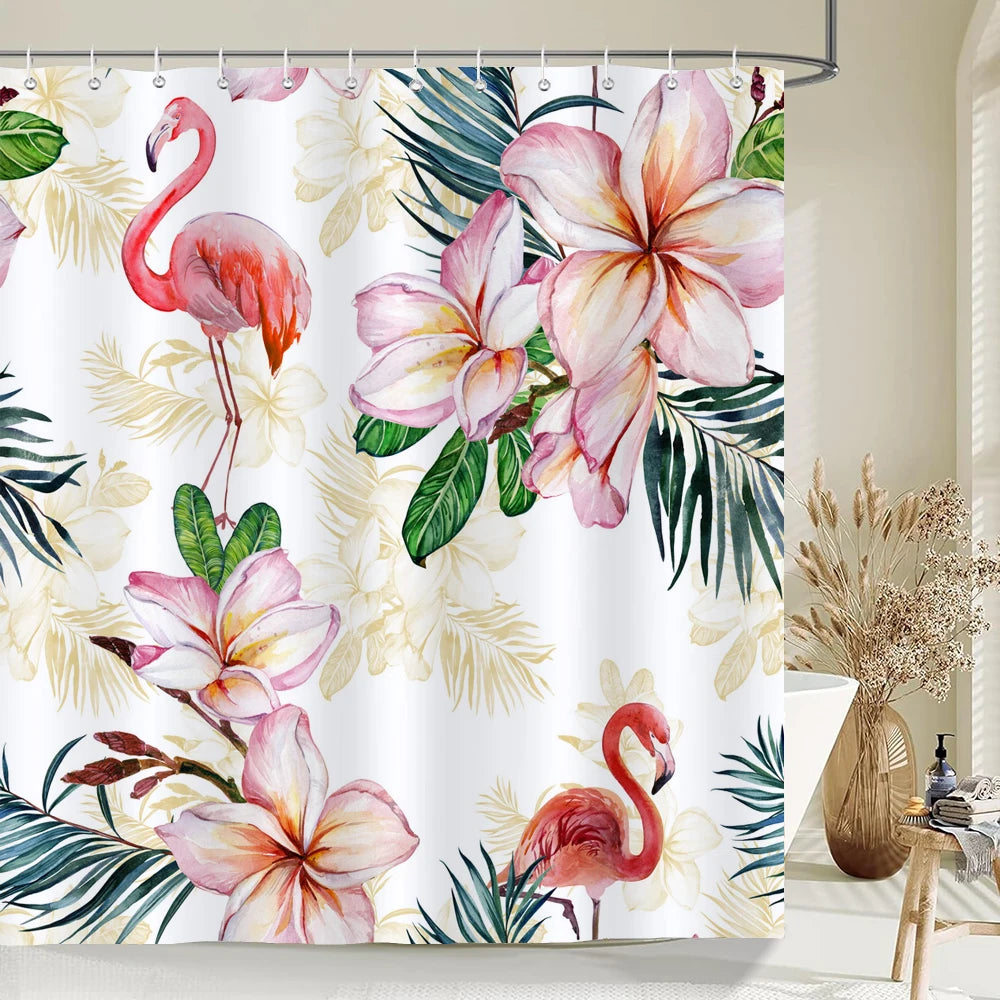 Nordic Shower Curtain Flower Plant Pattern Bathroom Curtains Bath Screen Waterproof for Home Bathroom Decor Print Shower Curtain
