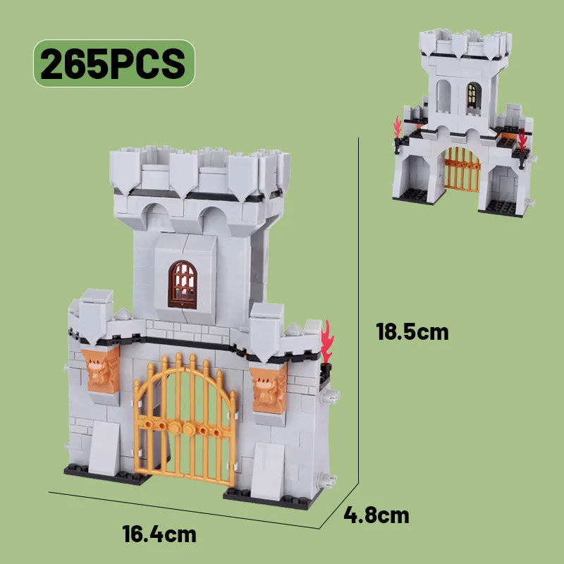 Medieval Military Tower Building Block Rome Knight Castle Siege Vehicle Hammer Boat Tent Flag Sword Weapons Bricks Toys Kid Gift