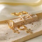 Edelstahl 18k vergoldete minimalistische Perlen-Kreuz-Anhänger Creolen Ohrringe Sommer wasserdicht Femme Gala schick stilvoller Schmuck