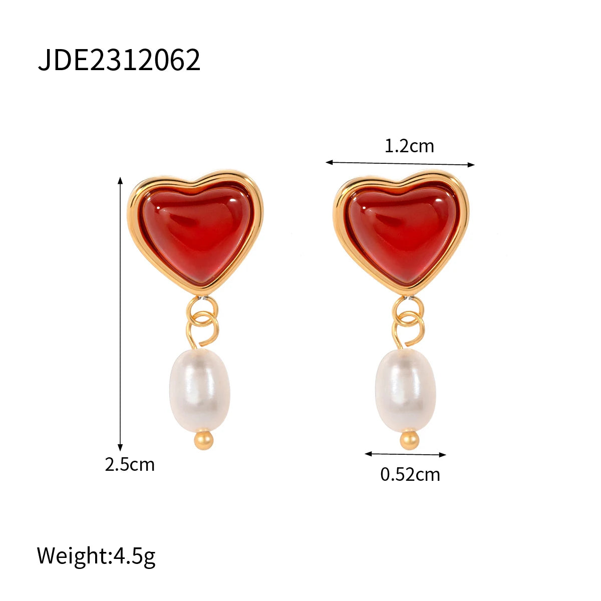 Brincos Pingente de Amor com Óleo Vermelho Gotejante Banhados a Ouro 18K para Mulheres Aço Inoxidável Anti-alérgico Joias de Moda Presente para Gala