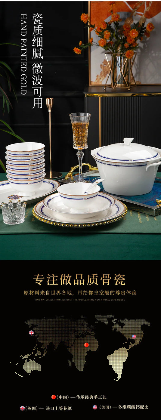 Coffret cadeau de vaisselle en céramique Jingdezhen Bols, plats, bols à soupe