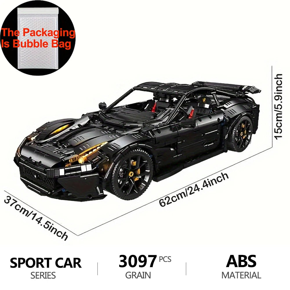 Super Racing Car F12 Model Building Blocks Classic Cars Black Knight 1:8 Size Assembly Set Bricks Technical Kid Toys For Gifts