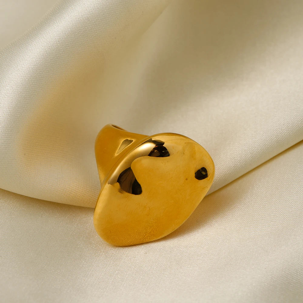 Bague fermée en acier inoxydable irrégulier concave convexe pour femmes tendance métal 18 K bague géométrique pour doigt bagues pour femme cadeau