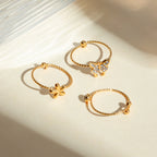 18K Metal Texture Romantic Stainless Steel Simple 3 Styles Ring Set Personality Waterproof Trendy Charm Jewelry Gift