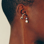 18K PVD Edelstahl Leichter Luxus Rechteckiger Zirkon Tropfenförmiger Asymmetrischer Anhänger Perlenohrringe Damen Statement Schmuck