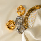 Kreativ 18K vandtæt rustfrit stål Chic modestuds geometriske øreringe Guldbelagte charme kvinder elegante smykker