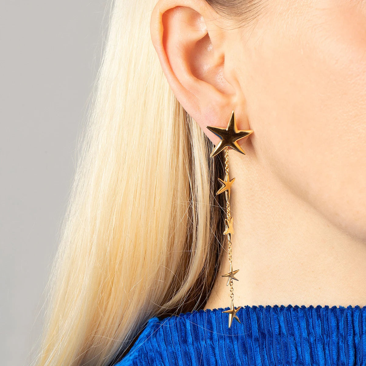 Minimalistische 18k vergoldete, glatt geschnittene pentagonale Quasten-Ohrringe aus Edelstahl für Damen, rostfrei, exquisite Schmuckstücke Bijoux