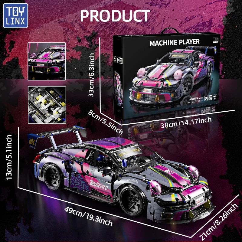 1611 PCS Sport Car Building Block Sets for Adults,1:10 Collectible Model Scale Engineering Toy Gifts for Boys Car no Box