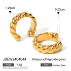 18k forgyldt rustfrit stål Delikat Glat Tykt Sejlgarnformet Runde Øreclips Kvinder Charmerende Vandtæt Statement Smykker