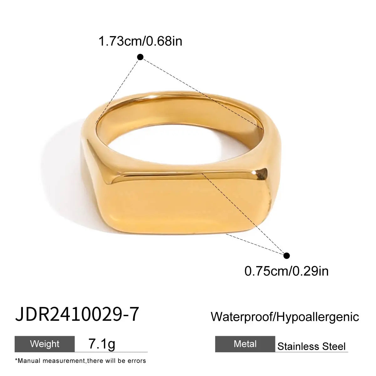 Geometric 18k Gold Plated Stainless Steel Simple Smooth Surface Size 7 Ring Women Trendy Charm Chic Jewelry Gala Gift