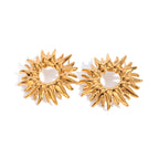Lette luksus 18k forgyldte solsikke øreringe med hule blomster i rustfrit stål, kvinder, rustfri udsøgte smykker Bijoux