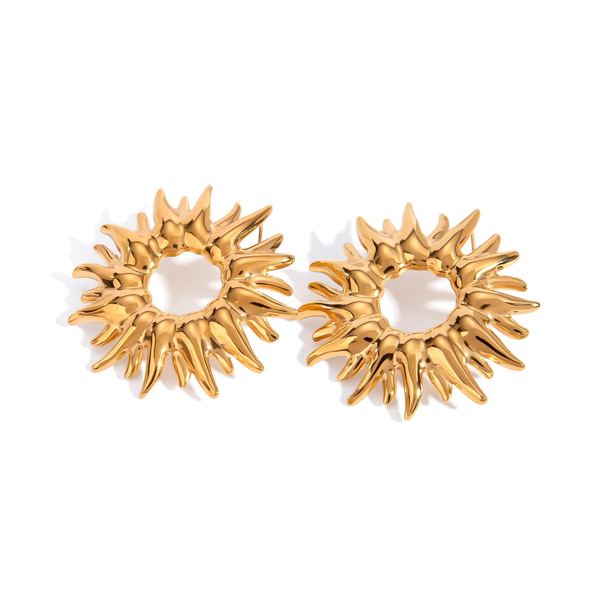 Lette luksus 18k forgyldte solsikke øreringe med hule blomster i rustfrit stål, kvinder, rustfri udsøgte smykker Bijoux