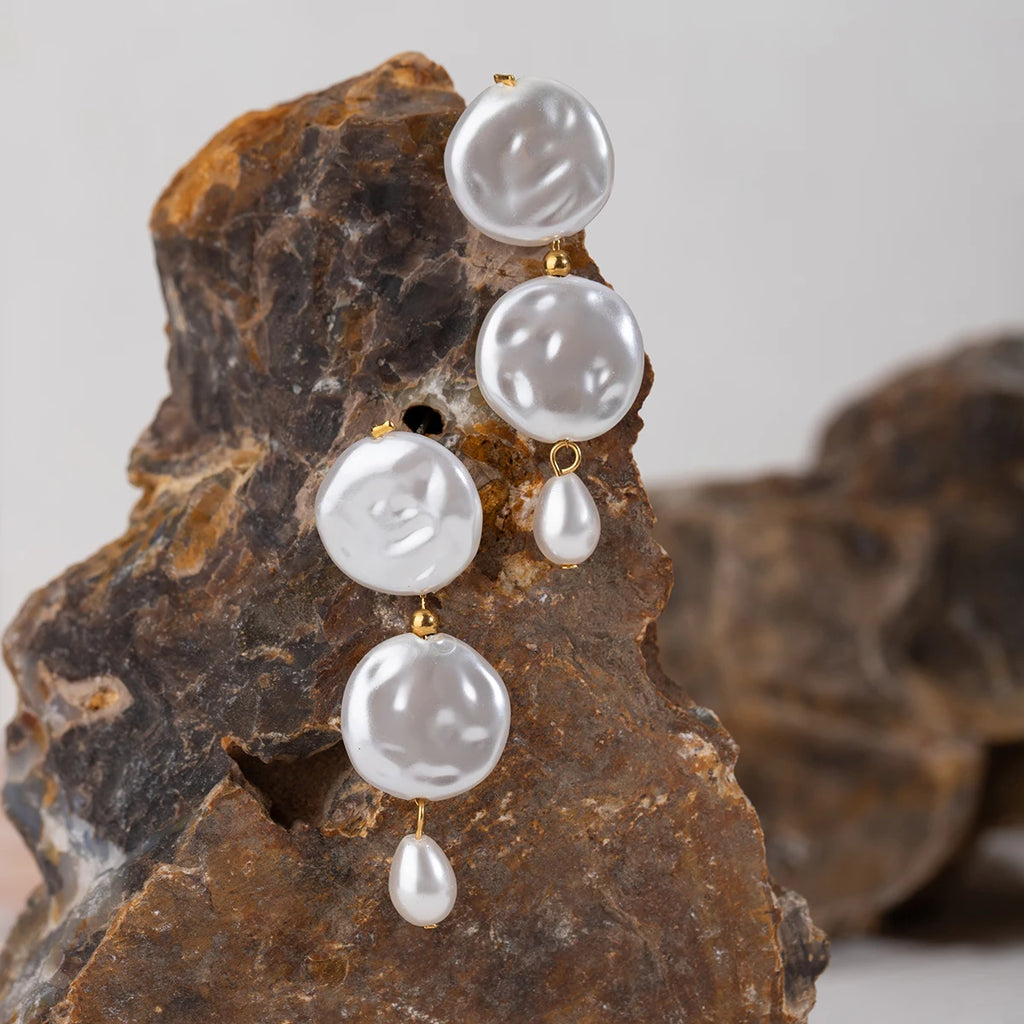 18K forgyldt erklæring Akryl perleknap glas vanddråbe øreringe kvinder rustfrit stål Rustfri smykker