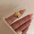 18K PVD Plated Light Cozy Stainless Steel Geometric Smooth Convex Pentagram Open Ring Trendy Women Premium Statement Jewelry