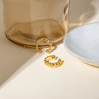 18k forgyldt rustfrit stål Delikat Glat Tykt Sejlgarnformet Runde Øreclips Kvinder Charmerende Vandtæt Statement Smykker