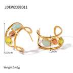 Set di gioielli in vetro Moranti Treasure di lusso con design spagnolo di nicchia, impermeabile in acciaio inossidabile placcato oro 18K /Orecchini/Bracciale