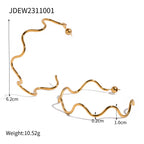 Trendy 18 karat forgyldt rustfrit stål C-formede bølgeøreringe Stilfulde vandtætte temperament Fashion overdrevne øresmykker