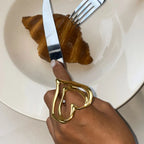 Geometrisch doppellagiger hohler Liebesherz-Öffnungsring aus Edelstahl, 18K PVD-beschichtet, allergiepräventiver Schmuck