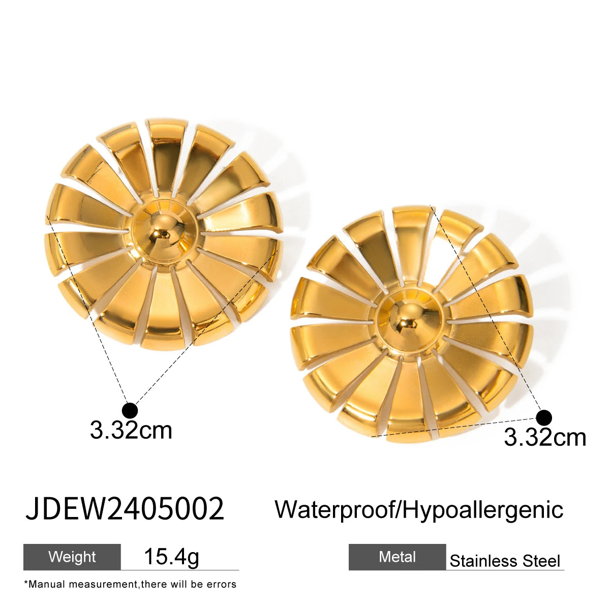 18k Gold Plated Stainless Steel Delicate  Small Daisy-shaped Round Earrings Women Charming Waterproof Statement Jewelry