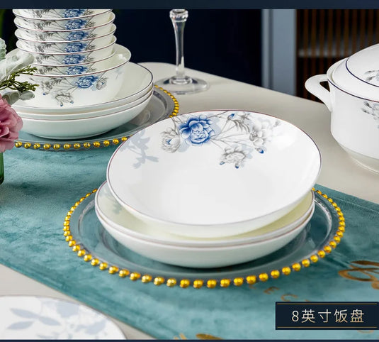 Jingdezhen Household Ceramic Bowls, Tableware Set, Bowls, Dishes, Chinese Bone Porcelain Tableware