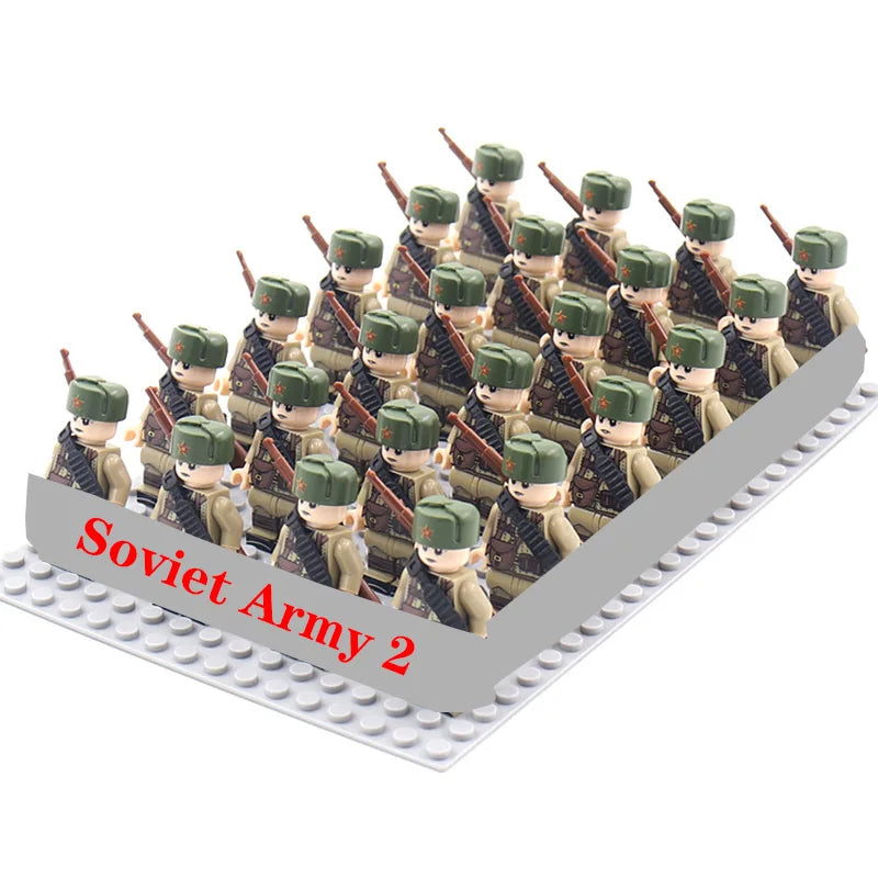 24 Pcs/Lot WW2 Military Figures Building Blocks Nation Army Soldiers Assemble Bricks Educational For Boys Christmas Gift  Toys