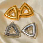 Rustfrit stål Creative 18K forgyldt minimalistisk geometrisk trekantet formede hule øreringe Personlighed Rustfri smykker