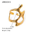 Trendy 18k Stainless Steel Vintage Simple Irregular Opening Ring Women Statement Charm Texture Rust Proof Trendy Jewelry Gift
