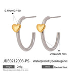 Minimalist Gold Silver Color Matching Stainless Steel Heart Shaped Earrings  Women Anti Allergic Rust Proof Stylish Jewelry - Grand Goldman