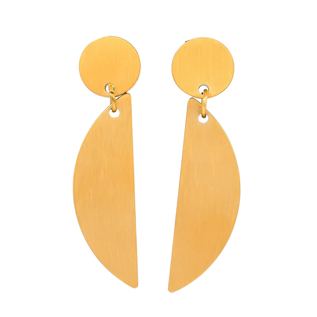 18K forgyldt anti-allergisk rustfrit stål Halvmåne øreringe med børstet effekt Charm dagligt udsøgte smykker Bijoux Femme