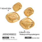 18K forgyldt rustfrit stål Glat brød Firkantede Buttede Øreringe Kvinder Charms Metal Tekstur Vandtæt Smykker Gala Gave