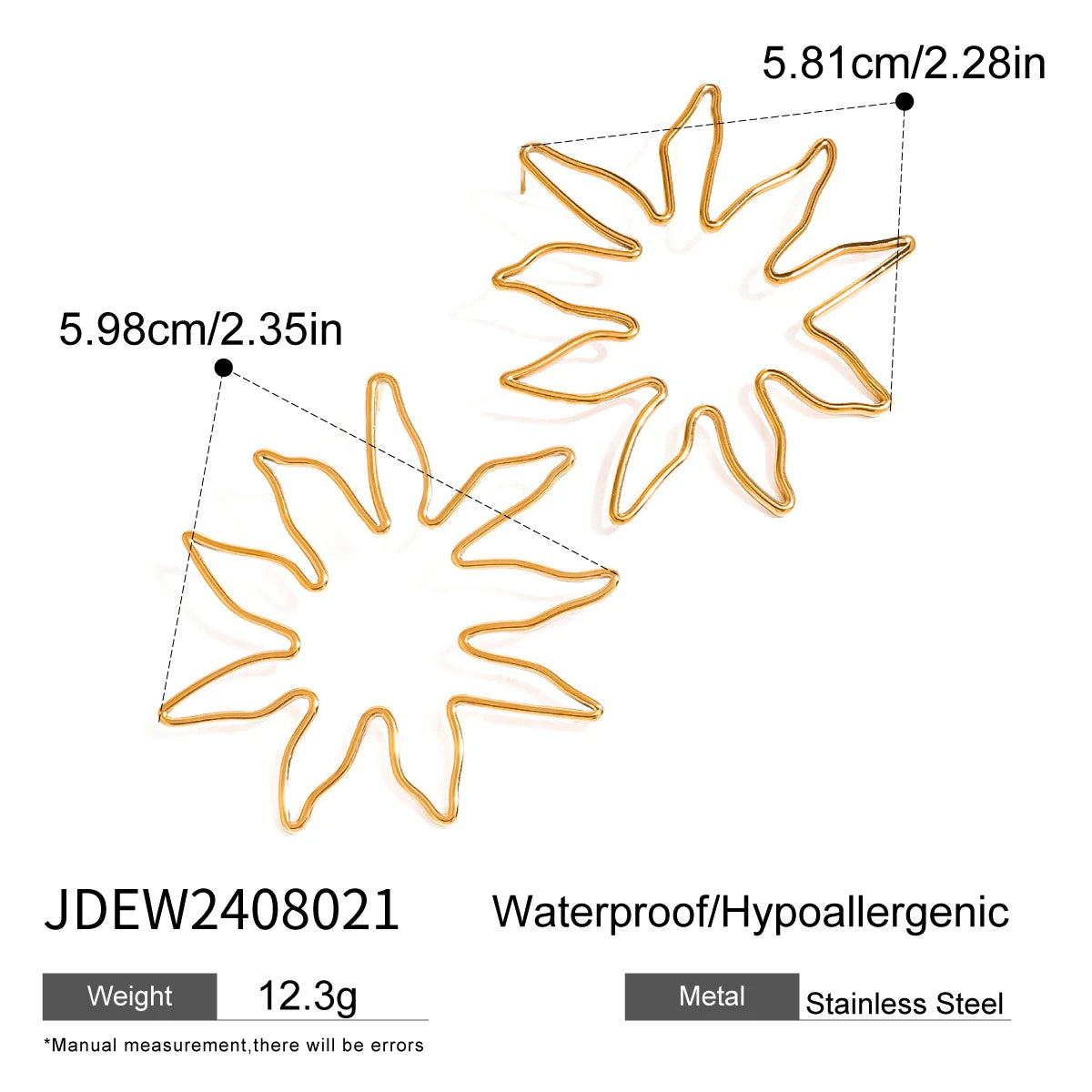 18K forgyldt rustfrit stål skal Glat buttet øreringe Kvinder Charms Metal Tekstur Vandtæt smykker Gala Gave