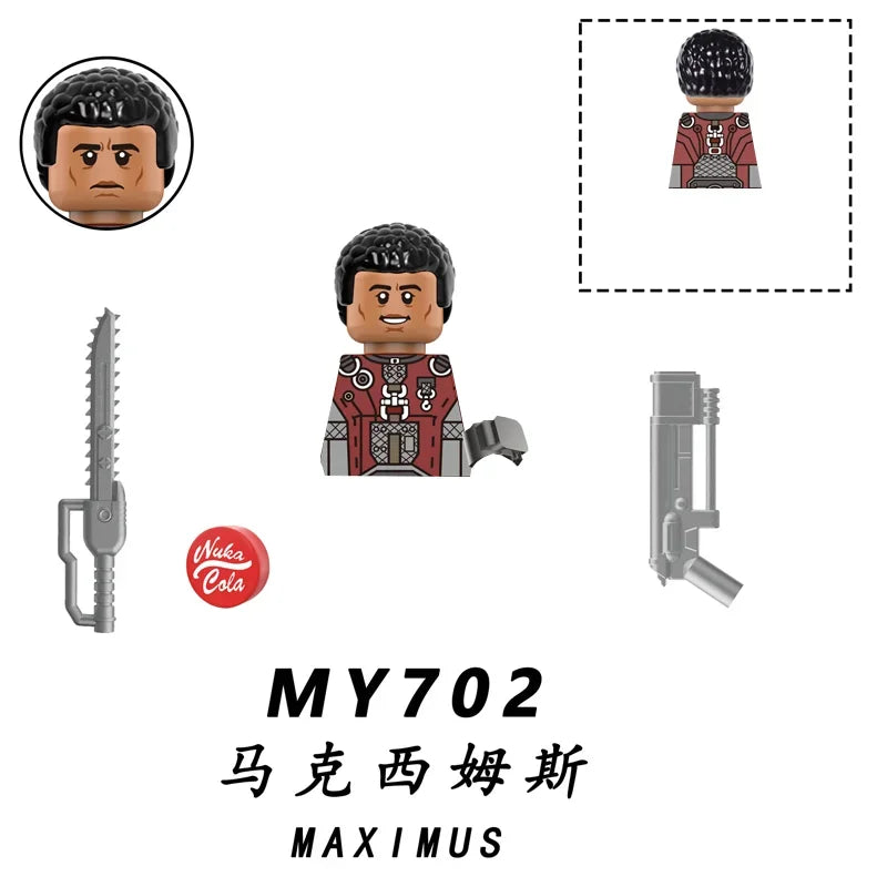 BoS Game T60 Power Armor Army Officers Soldiers Figure Machine gun Model Building Blocks Kids Toys Gifts Boys Girls Juguetes