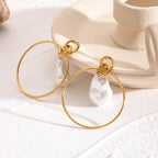 Hollow Out Circle Glas Perle Øreringe 18K PVD Belagt Dame Anti Allergisk Rust Beskyttet Stilfulde smykker bijoux femme