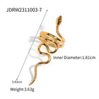 Creativity 18K Gold Plated Stainless Steel Serpentine Snake Shaped Series Open Ring Women Anti Allergic Charm Daily Jewelry