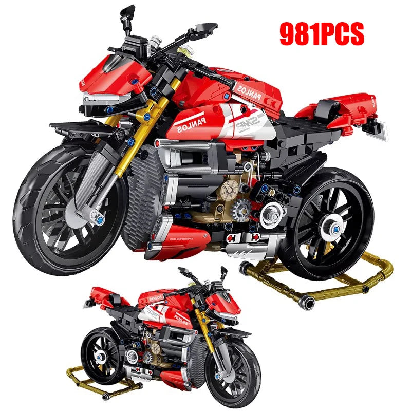 912Pcs City Technical Locomotive Motorcycle Building Blocks MOC Speed Supercar Motorbike Model Bricks Boy Toy for Childrens Gift