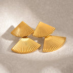 Minimalist 18k Vintage Double Maple Leaf Scalloped Earring Women Charming Stainless Steel Waterproof Attractive Jewelry