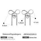 Catena a serpente in acciaio inossidabile placcato oro 18K orecchino pendente piatto a forma di cuore con fiocco amore gioielli romantici resistenti all'ossidazione regalo per gala