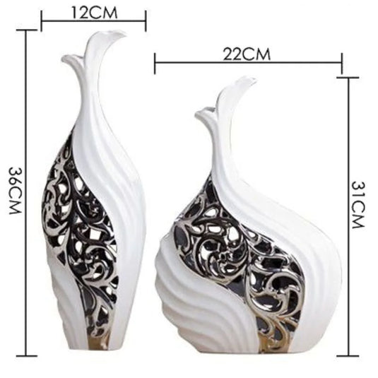 Abstrakt stil vase med hult arabesk design Europæisk bryllupsindretning Håndværk Keramik Kreativ værelsesdekoration Håndværk Porcelænsfigurer Dekorationer Amfora Kunstnerisk sort og hvid urne