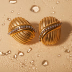 Leggeri Orecchini Unici In Acciaio Inossidabile Placcati Oro 18k Con Incastonatura Di Strass Set Gioielli Donna Bijoux Femme Regalo Gala