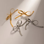 Kolczyk w kształcie kokardki z łańcuszkiem wężowym, modny, geometryczny, ze stali nierdzewnej pozłacanej 18K, dla kobiet, zapobiegający alergiom, biżuteria wyrazista