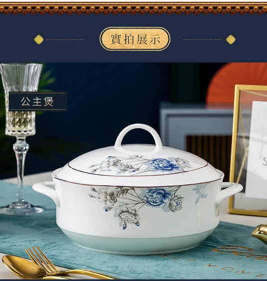 Jingdezhen Household Ceramic Bowls, Tableware Set, Bowls, Dishes, Chinese Bone Porcelain Tableware