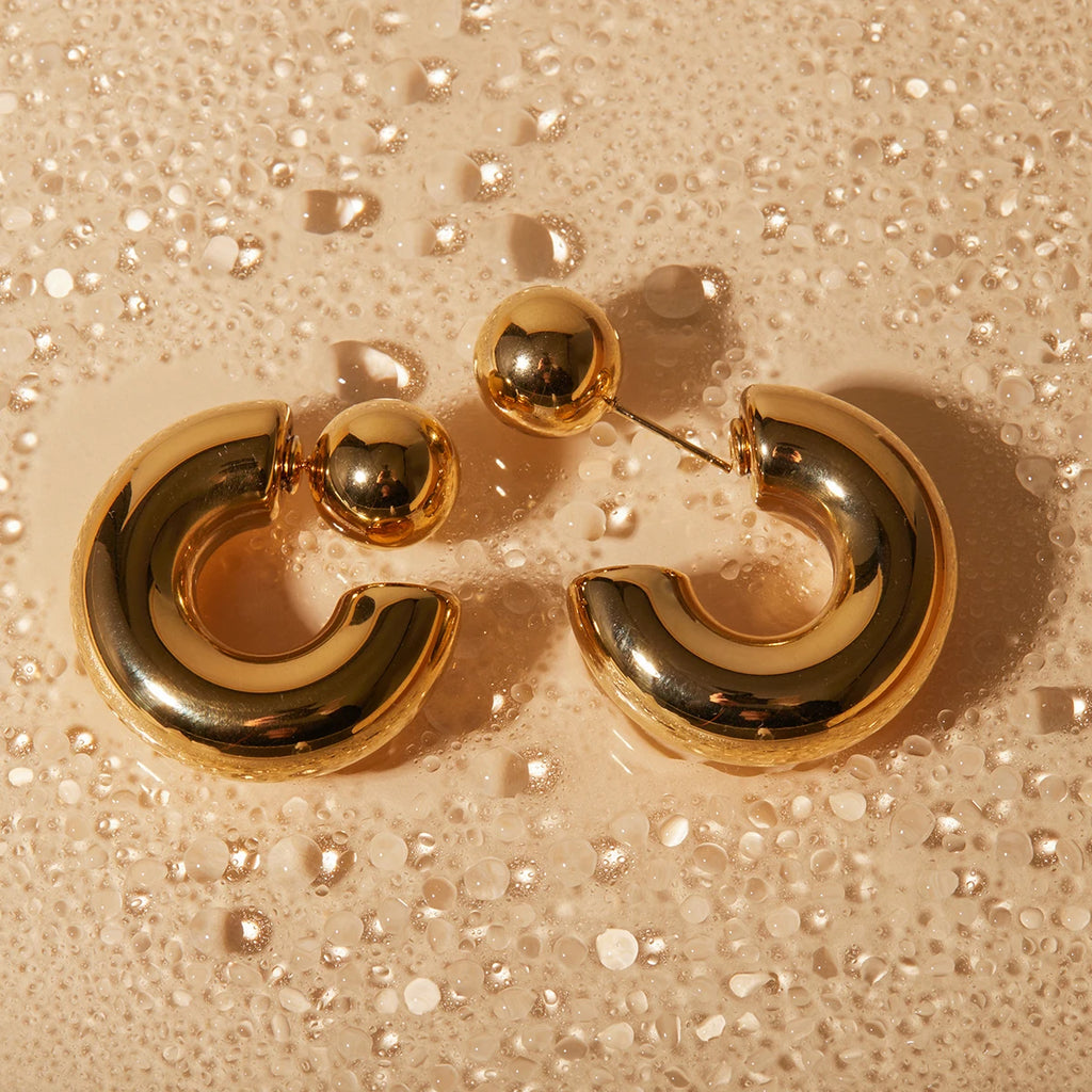 16k forgyldt delikat rustfrit stål Bølgeformede kærlighedshjerte øreringe lyse hyggelige rustsikre smykker Bijoux Femme gallagave