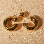 16k forgyldt delikat rustfrit stål Bølgeformede kærlighedshjerte øreringe lyse hyggelige rustsikre smykker Bijoux Femme gallagave