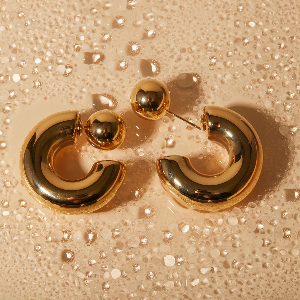 16k forgyldt delikat rustfrit stål Bølgeformede kærlighedshjerte øreringe lyse hyggelige rustsikre smykker Bijoux Femme gallagave