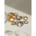 18K Gold Plated Stainless Steel Big Smooth Ear Buckle Women Metal Waterproof Fashion Charm Daily Jewelry Gift