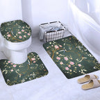 Chinese style Flowers and Birds Waterproof Shower Curtain Set Toilet Seat Cover Bath Non-Slip Mat Rug Carpet Bathroom Decor