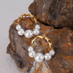 Waterproof 18k Stainless Steel Vintage U-shaped Pearl Stud Earrings High Quality Fashion Statement Jewelry Women Gala Gift