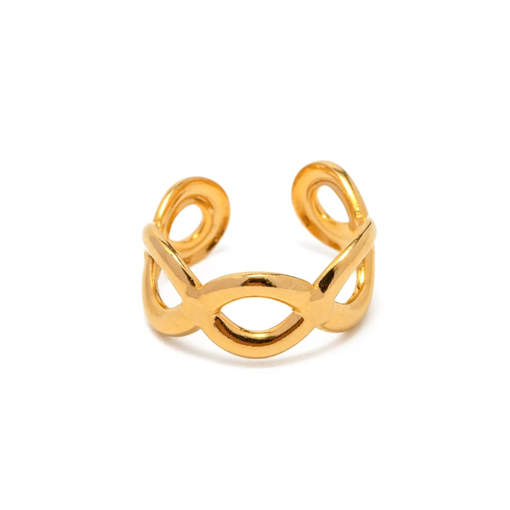 Clips de oreja de acero inoxidable con diseño irregular casual de primavera para mujer Pendientes trenzados minimalistas Joyería impermeable Regalo